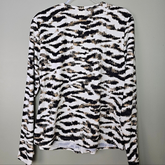 Jantzen Women's Zip Front Printed Swim Rash Guard Animal Print Zebra, Size 14 - Picture 3 of 7